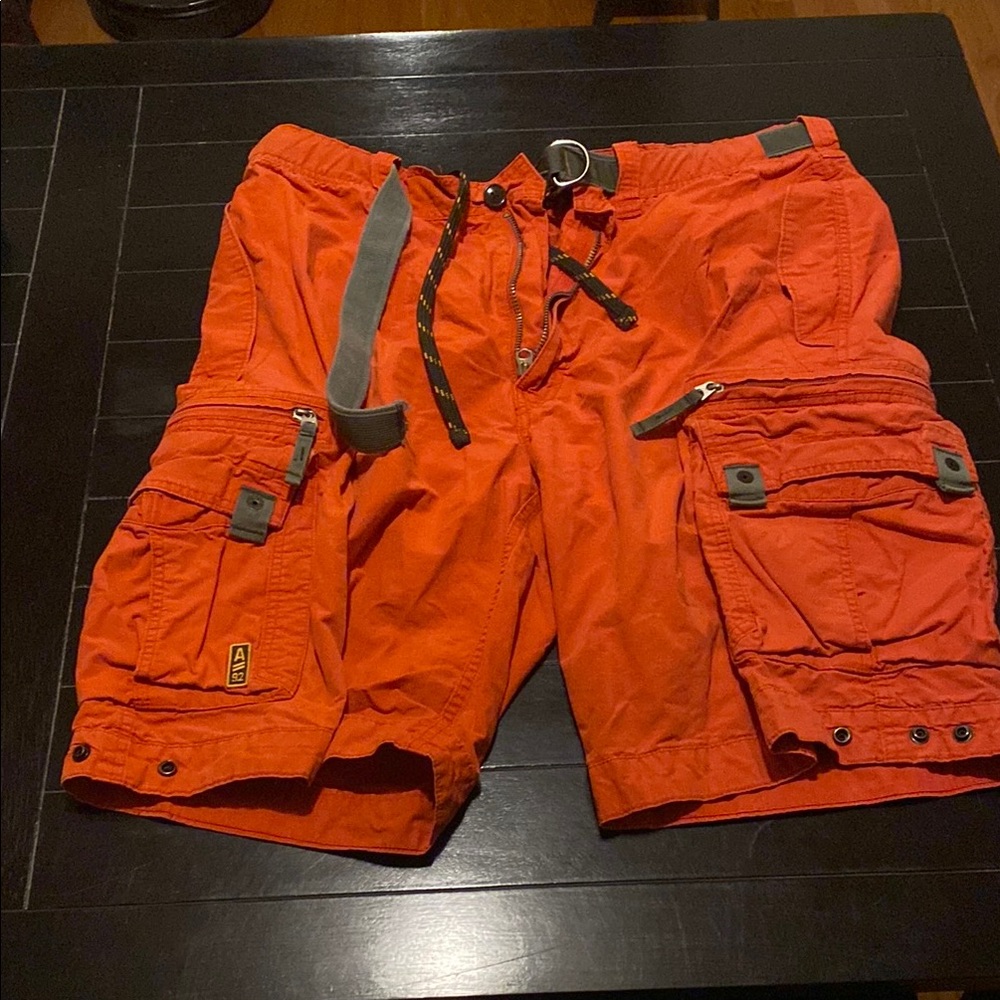 Abercrombie & Fitch Y2K men’s orange cargo shorts, waist 36